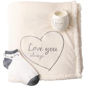 Pavilion Gift Company - Love You Always Sherpa Lined Royal Plush Blanket Gift Set 42 x 50 Inch