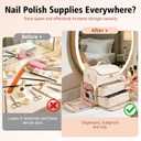 Uross Large Nail Polish Organizer Bag, Holds 98 Bottles, PU Leather- Beige