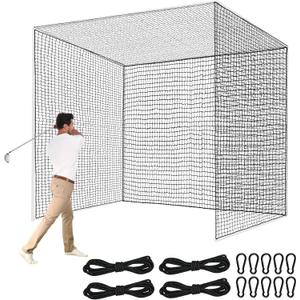 Heavy Duty Nylon Golf Batting Cage, 7.8-10ft Batting Cage Net with 10 Carabiners and 4 Tie Rope,Durable Golf Practice Net Batting Net for Backyard,Baseball Net Indoor Outdoor (Only Net)