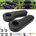 NOKINS Golf Cart Flip Armrest with Cup Holder, No Drilling Required, for Club Car/EZGo/Yamaha, Club Cart Armrest kit (Black Stitching)