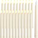 Baquler 24 Pcs 8.5 Inches Flameless Flicker Taper Candles LED Candles Flickering Warm White Light Ivory LED Candlesticks Window for Christmas Wedding Home Decor