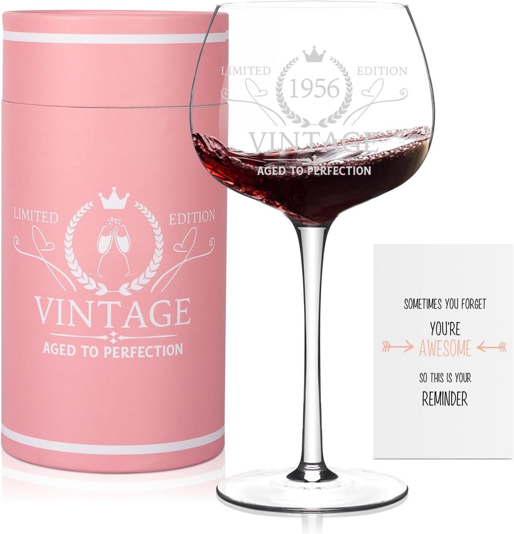 70TH Birthday Gifts for Women, Vintage 1956 Engraved 70th Wine Glass Present for Woman, 70 Year Old Birthday Decorations Gifts for Women, Bday Gift Idea for Her Friends Mom Grandma Sister - Turning 70
