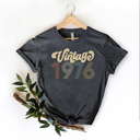 Vintage 1976 T Shirts for Women 50th Birthday Shirts Gifts Born in 1976 Tshirt Retro Short Sleeve Tee Tops (Gray, L)