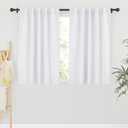 RYB HOME White Curtains Drapes - Room Darkening Window Curtains Thermal Insulated Bedroom Half Blackout Drapes for Living Room Kids Nursery, 42 x 45 inches Long, Pure White, 1 Pair