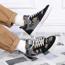 Men's Fashion High Top Chinese Style Skate Sneakers Stylish Comfortable Skateboarding Road Running Walking Shoes, Size 47