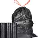 Ultra Strong 15 Gallon Drawstring Trash Bags (102 Count) Large Heavy Duty Thicken Plastic Tall Kitchen Garbage Bags Black for Kitchen Office Lawn Yard