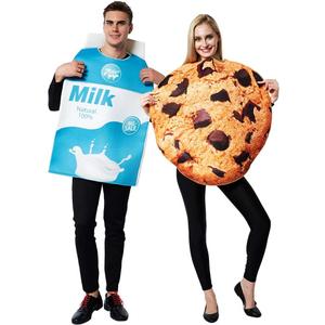 ReneeCho Couple Costume Halloween Food Cookies and Milk Carton Box Adult Men Women