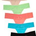 Jo & Bette Lace Thongs for Women - 6 or 12 Pack Low Rise Thongs - Lace Panties Cotton Underwear Women Sexy No Show Soft (Small)
