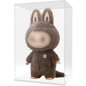 Choowin Acrylic Display Case for Zimomo Display for Labubu Display, 24 inch Tall Assemble Dustproof Display Box, Thickened Large Clear Display Cases for Collectibles Figures Dolls (White Base)