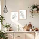 Framed Nature Botanical Wall Art Set of 2, White Floral with Green Eucalyptus Leaves Canvas Prints, Modern Minimalist Flower Painting Picture For Kitchen, Bedroom, Dining Room,Bathroom Decor, 8x10IN, White Floral Framed, 10"L x 8"W