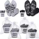 Cuffbow 4 Pairs Fathers Day Socks Fuzzy Cupcake Socks Gift Set Best Dad Ever Gift Funny Sock Gifts for Men Fluffy Slipper Sock with Greeting Cards Organza Bags