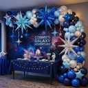 2 x Blue Silver Star Balloons, 22in Large Star Balloons Foil 10in 4-Pointed & Pentagram Balloon for Graduation Baby Shower Space Themed Birthday Party Decorations