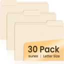 SUNEE File Folders, 30 Pack Manilla Folders 8.5 x 11, 1/3 Cut Tab for Easy Labeling and Organization, Durable Standard Paper for Home, Office, School Filing (Manila)