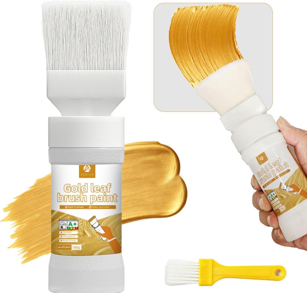 Liquid Gold Leaf Paint 6.35 Oz, 2 in 1 Paint for Wood, Art, Painting, Handcrafts