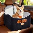 Dog Car Seat for Medium/Small Dogs, Dog Booster Car Seat, Pet Booster Seats Up to 40lbs with Waterproof Layer, 3 Storage Pockets and Safety Belt (Black/Grey)