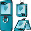 BENTOBEN for Samsung Galaxy Z Flip 6 5G Case with Ring, Heavy Duty 2 in 1 Full Body Rugged Galaxy Z Flip6 Case Girls Women Boy Men Shockproof Protection Cover for Samsung Z Flip 6 6.7, Deep Blue