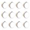 12 Pcs Wedding Tambourine Drum for Adults Hand Held Percussion Gift Wood Metal Jingles Musical Educational Drum Instrument for Church Wedding Party Games (White, 4 Inch)