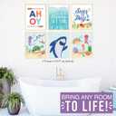Hadley Designs 6 Ocean Wall Decor - Beach Room Decor for Toddlers, Seahorse and Whale Pictures Wall Decors for Kids, Reversible Unframed Ocean Art for Kids Bedroom, Made in USA
