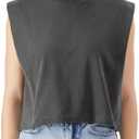 American Apparel Women's Heavyweight Cotton, Boxy, Cropped, and Garment Dyed Muscle T-Shirt, Size M