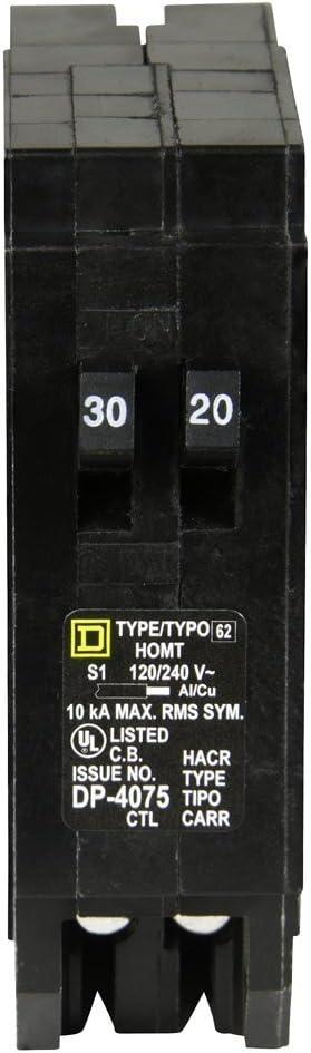 Square D - HOMT3020CP Homeline 1-30-Amp 1-20-Amp Single-Pole Tandem Circuit Breaker