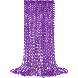 YAXINRUI 12 PCS Purple Bead Necklaces, Purple Mardi Gras Beads, Halloween Beads Necklaces, 33 Inch Beaded Necklaces Costume Necklace for Mardi Gras Christmas Halloween Party Favors