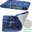 POMIU 1-Pack Washable Dog Bed, Deluxe Plush Crate Beds with Anti-Slip, Machine Washable Kennel Pad Sleeping Mat for Large, Medium and Small Dogs (1 Pack x Navy, 35.0" L x 23.0" W x 3.0" Th)