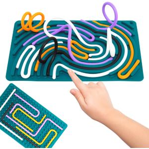 2 x Sensory Activity Board for Kids 3+ & Adults - Fidget Toys, Autism Products, Silicone Calm Down Toy, ADHD Activities for Travel (Dark Green)