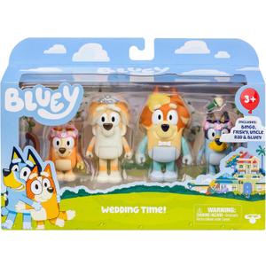Bluey Wedding Figures Pack of 4, Articulated Character Toys with Uncle Rad, Frisky, and Flower Bingo Figurines, Action Figures for Kids Ages 3+