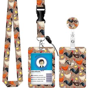 Badge Reels Retractable with Carabiner Reel Clip, ID Name Tag Work Badge Holder Belt Ferrule, Identity ID Badge Holder Cover Case for Office Work Nurse Teacher Student Gifts(Rooster Chicken)