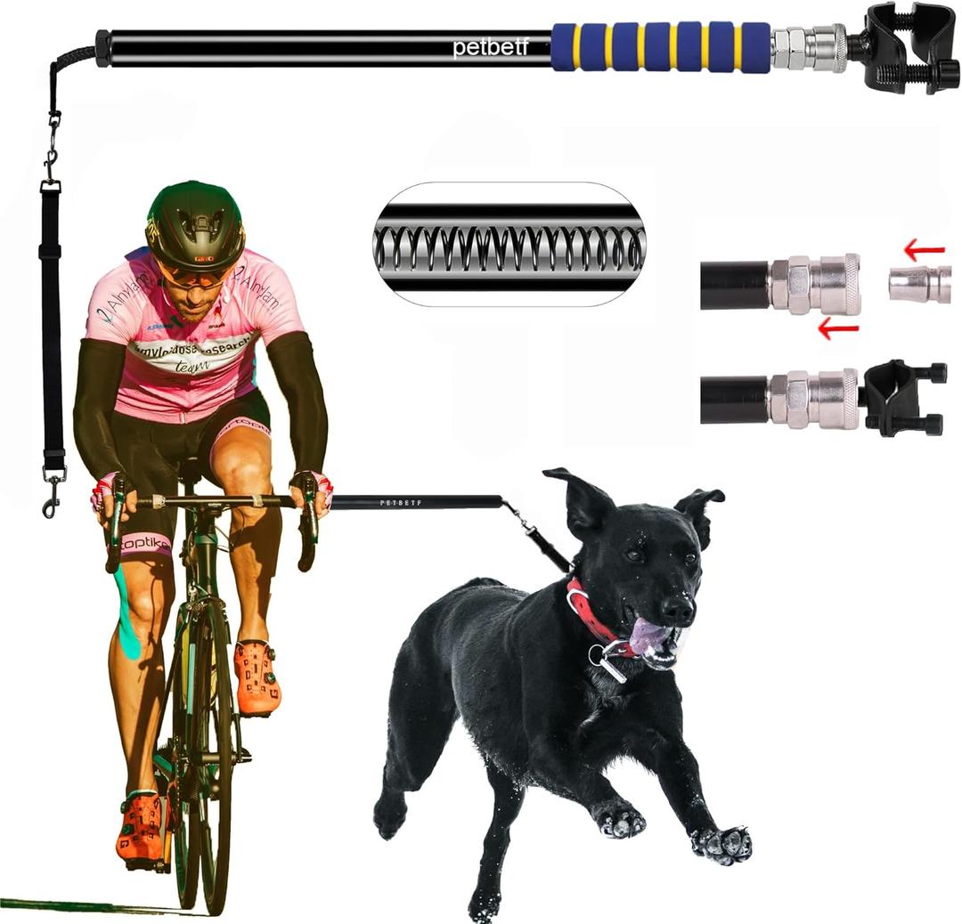 Dog Bike Leash Attachment,Second Generation Built-in Shock Absorption System Adjustable Leash Length Running slatmill for Large Small Dogs Harness Accessories, Black