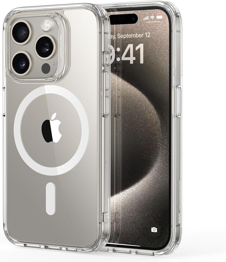 ESR for iPhone 15 Pro Case, Compatible with MagSafe, Shockproof Military-Grade Protection, Scratch-Resistant Back, Magnetic Phone Case for iPhone 15 Pro, Classic Hybrid Case, Clear