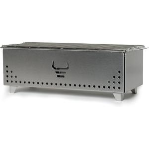 Portable Tabletop Charcoal Grill, YAK Grills Hibachi, 100% Stainless Steel, Grill at 750F, Patio, Balcony. 15x7 Grilling Area. Includes Grate Handle & Carrying Case.