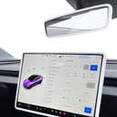2Pcs Silicone Protector Frames of Screen and Rear View Mirror for Tesla Model 3 2024 Highland and Model Y 2025 Juniper. (White)