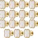 15 Pcs Clover Knobs Four Leaf Clover Handle, Creative Cabinet Drawer Pulls Gold Knobs for Furniture Dresser Wardrobe Bathroom Decorative Pulls Zinc Alloy Single Hole Door Handle (White)