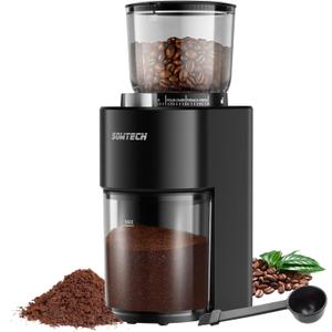 SOWTECH Conical Burr Coffee Grinder, Adjustable Electric Mill, 38 Precise Grind Settings, Precision Timer, for Espresso, Drip and French Press, Home &Office, Beige