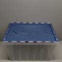 Akro-Mils KeepBox 12 Gallon Storage Container, Nesting and Stackable Plastic Storage Box with Lid Attached and Rails for Letter Size Hanging File Folders, 21" x 15" x 12", Clear/Blue