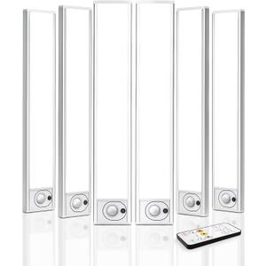 6Pack 12inch Under Cabinet Lighting, Rechargeable Motion Sensor Light Wireless Indoor, Dimmable 3 Color Temps Closet Lights with Remote, Indoor Under Counter LED Lights for Kitchen, Stairs