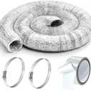 Zonon Dryer Vent Hose 3 Inch X 25 Feet Flexible Aluminum Foil Ducting Non Insulated with Stainless Steel Clamps and Aluminum Tape for Pipe, HVAC Heating Cooling Ventilation and Exhaust(Silver)