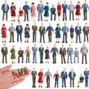 Juexica 50 Pcs 1: 50 Scale Mini People Figurines Model Trains Architectural People Figures Tiny Plastic Miniature Figurines Dollhouse Sitting Standing Model for Miniature Scenes