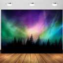 BELECO 5x3ft Fabric Colorful Northern Lights Backdrop Canadian Forest Aurora Borealis Night Sky Background Pine Trees Forest Polar Lights Backdrop Home Decor Photo Booth Studio Props (A18965)