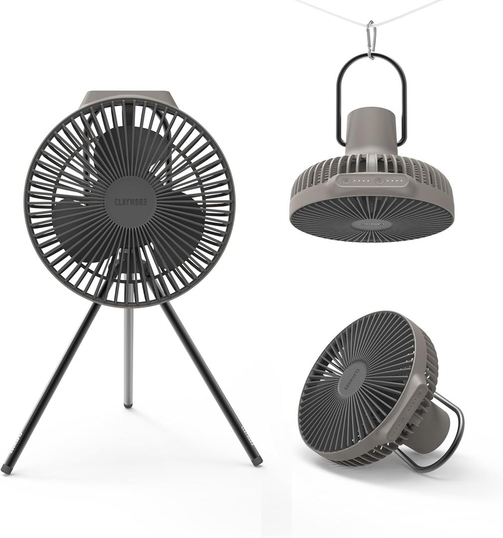 Claymore Portable Fan V600+ (Warm Gray) - Portable, Airflow for Outdoors Use & Indoor Living Room, Desk, Table Fan. Super Quiet, USB-C Charging, Long-Lasting Battery, Includes Storage Case.