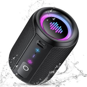 Portable Bluetooth Speaker with Lights, Bluetooth 5.4 Speaker, Powerful Crystal Clear Sound,All Day Playtime,15W Loud Stereo Sound, IPX7 Waterproof,TWS pairing for Outdoor/Home/Party/Travel,Gift Ideas