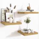 Fun Memories Floating Shelves for Wall - 12 Inch Square Shelves with Invisible Brackets, Small Wall Shelf for Living Room, Bathroom, Bedroom, and Kitchen DecorOak Set of 3 (12inch Set of 3)