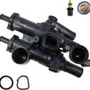 Thermostat Housing Assembly Kit with Sensor | Fit for Chrysler 200 Sebring, Dodge Avenger Caliber Journey, Jeep Compass Patriot | OE# 68003582AB 902-319 4884571AB 55111016AD