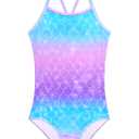 Bathing Suits for Girls Size 5-6 Years Old Mermaid Scale Pattern One Piece Swimsuit Fitted Summer Beach Swimwear