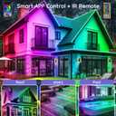 400ft Outdoor LED Strip Lights Waterproof,IP68 Outside Led Light Strips Waterproof with App and Remote,Music Sync RGB Exterior Led Rope Lights with Self Adhesive Back for Roof,Deck
