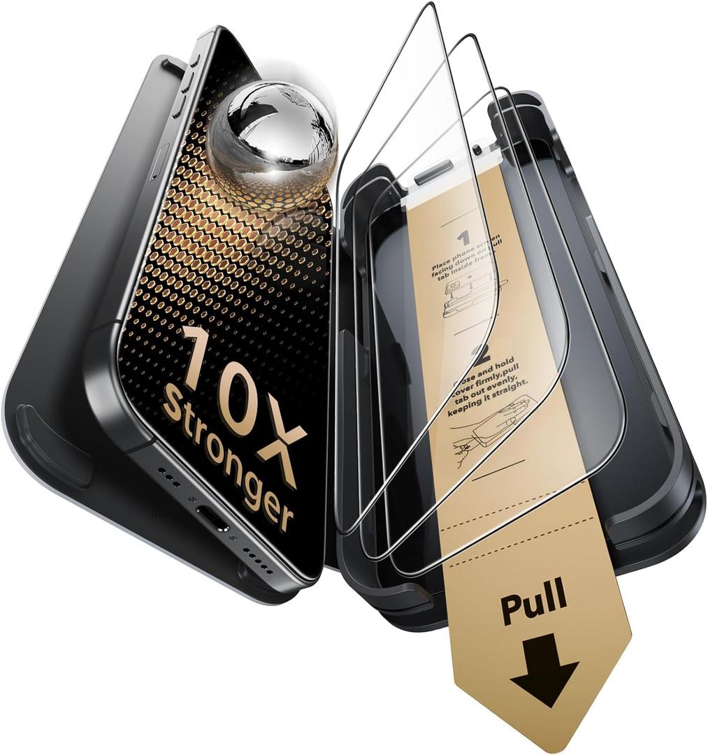 ESR Accessory Glass by Corning 3 Pack 9H+ Glass for iPhone 17/iPhone 16 Pro Screen Protector, with AR Anti-Reflective Technology, Military Grade Shatterproof & Durable with UltraFit Tray