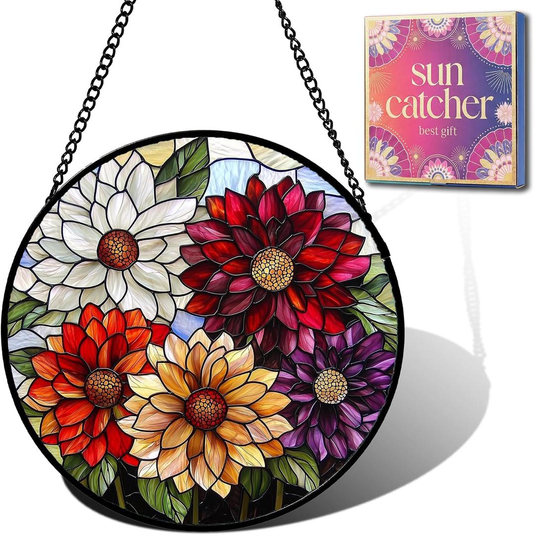 Colorful Flower Bouquet Suncatcher Sun Catchers Indoor Window Gifts 7.8"