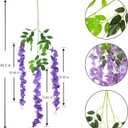 12pcs Artificial Wisteria Flowers 3.6 Feet/Piece Purple Dense Artificial Fake Wisteria Vine Ratta Hanging Garland Silk Flowers String Home Party Wedding DecorPurple-Dense