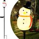 Solar Powered Garden Stake Lights Outdoor, Cute Animal Outdoor Figurine Lights Ornament Statue Decor for Pathway, Patio, Black Snowman.